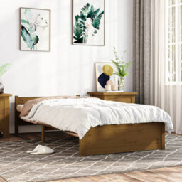 Berkfield Bed Frame Honey Brown Solid Wood 75X190 Cm Small Single - thumbnail 1