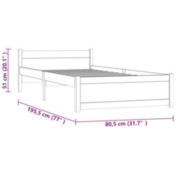 Berkfield Bed Frame Honey Brown Solid Wood 75X190 Cm Small Single - thumbnail 9