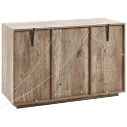 Wyld And Coco 2-Door Sideboard, Light Brown And Black Mdf, Led Stump Light, Glass Shelf, 120X42X75Cm - thumbnail 7
