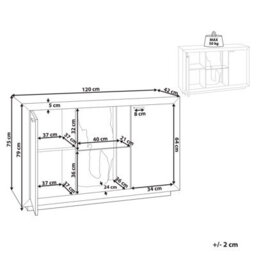 Wyld And Coco 2-Door Sideboard, Light Brown And Black Mdf, Led Stump Light, Glass Shelf, 120X42X75Cm - thumbnail 4