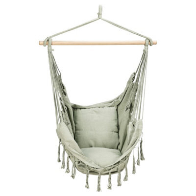 Geezy Green Hammock Hanging Swing Chair Indoor Outdoor Rope Seat Integrated Cushioning - image 1