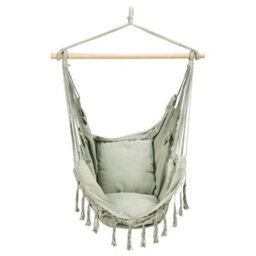 Geezy Green Hammock Hanging Swing Chair Indoor Outdoor Rope Seat Integrated Cushioning
