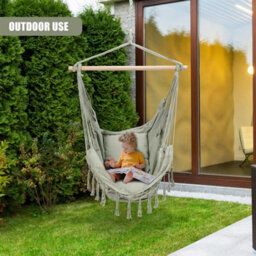 Geezy Green Hammock Hanging Swing Chair Indoor Outdoor Rope Seat Integrated Cushioning - thumbnail 2