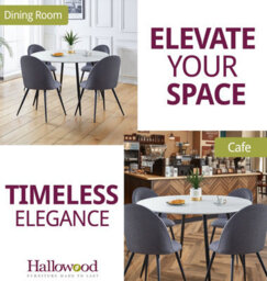 Hallowood Furniture Cullompton Large Round White Marble Effect Dining Table 120Cm With 4 Curved-Back Grey Fabric Chairs - thumbnail 6