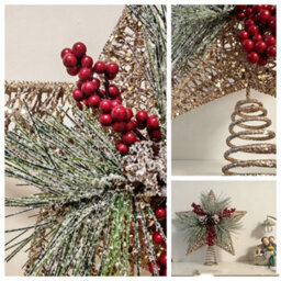 Flintry Rustic Star Christmas Tree Topper Ironwork Xmas Treetop Decoration For Indoor Holiday Party Reusable Ornament 30 And 33Cm - thumbnail 3