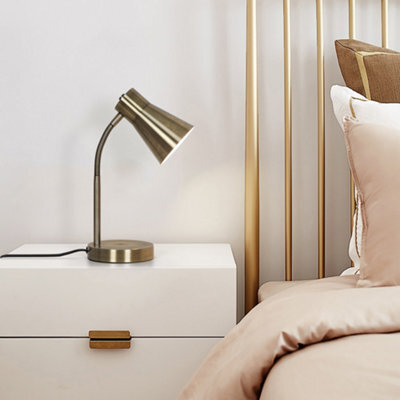 GoodHome Hetange Retro Satin Antique Brass Table Lamp - image 1