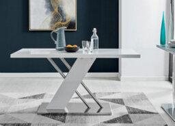 Furniturebox Uk Sorrento White High Gloss And Chrome Dining Table And 6 Cappuccino Beige Milan Dining Chairs - thumbnail 2