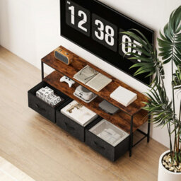 Wyld Haus Avasoro 120Cm Rustic Brown Tv Storage Unit With 3 Fold-Down Fabric Drawers - Fits Up To 55-Inch Tvs - thumbnail 7