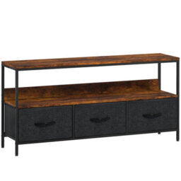Wyld Haus Avasoro 120Cm Rustic Brown Tv Storage Unit With 3 Fold-Down Fabric Drawers - Fits Up To 55-Inch Tvs - thumbnail 2