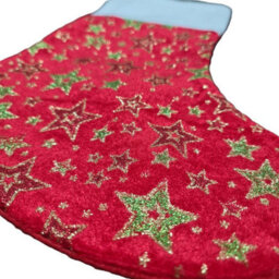 HSD Christmas Stocking With Glitter Stars - Festive Holiday Decoration For Tree, Mantel & Home Decor - thumbnail 2