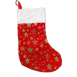 HSD Christmas Stocking With Glitter Stars - Festive Holiday Decoration For Tree, Mantel & Home Decor