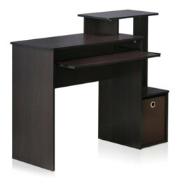 Walplus Furinno Econ Multipurpose Home Office Computer Writing Desk W/bin, Dark Walnut - thumbnail 5