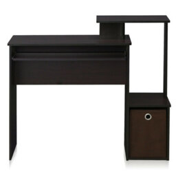 Walplus Furinno Econ Multipurpose Home Office Computer Writing Desk W/bin, Dark Walnut - thumbnail 6