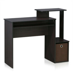 Walplus Furinno Econ Multipurpose Home Office Computer Writing Desk W/bin, Dark Walnut - thumbnail 3