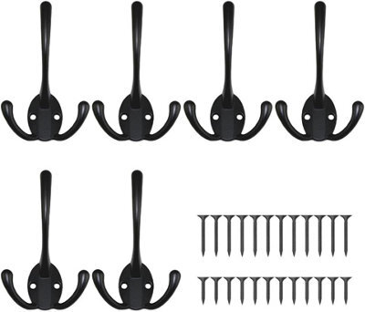 Vintage Wall Hooks, 8 Heavy Duty Metal Double Hooks For Hanging Clothes, Jackets, Bathrobes, Towels, Hats, Keys, Bronze - image 1