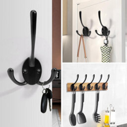Vintage Wall Hooks, 8 Heavy Duty Metal Double Hooks For Hanging Clothes, Jackets, Bathrobes, Towels, Hats, Keys, Bronze - thumbnail 3