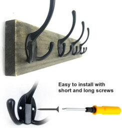 Vintage Wall Hooks, 8 Heavy Duty Metal Double Hooks For Hanging Clothes, Jackets, Bathrobes, Towels, Hats, Keys, Bronze - thumbnail 5