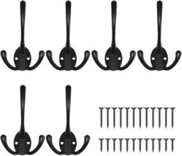 Vintage Wall Hooks, 8 Heavy Duty Metal Double Hooks For Hanging Clothes, Jackets, Bathrobes, Towels, Hats, Keys, Bronze - thumbnail 1