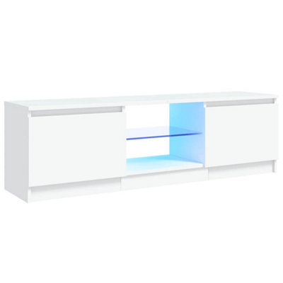 Berkfield Modern Tv Cabinet With Led Lights White 120X30X35.5 Cm - image 1