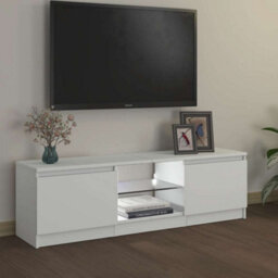 Berkfield Modern Tv Cabinet With Led Lights White 120X30X35.5 Cm - thumbnail 5