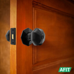 Afit Black Iron Door Knobs - 4 Pairs Of Cast Iron Antique Octagonal Mortice Knobs - thumbnail 5