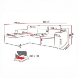 Beliza Corner Sofa Bed Has Storage Dl Folding Mechanism 150 And 208 Cm Sleeping Area Upholstered L Shape Sofa Terracotta Right - thumbnail 5