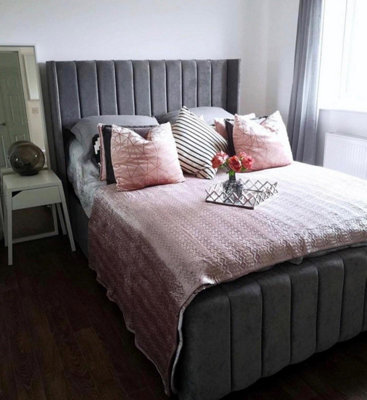 Stratus Interiors Oulton Wing Back Panelled Bed Frame - Add Professional Assembly & Delivery- Small Double - Gas Lift Ottoman Storage Type - image 1