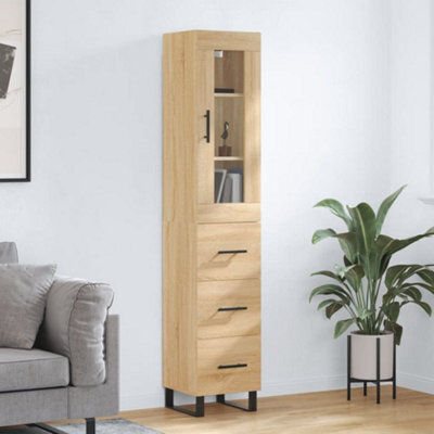 Berkfield Highboard Sonoma Oak 34.5X34X180 Cm Engineered Wood - image 1