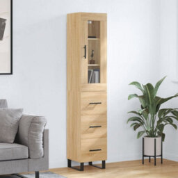 Berkfield Highboard Sonoma Oak 34.5X34X180 Cm Engineered Wood - thumbnail 1