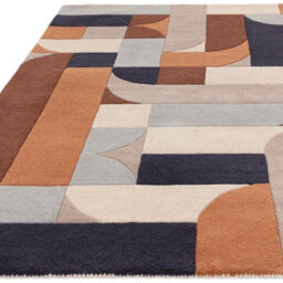 Terracotta Handmade Abstract Geometric Wool 12-14mm Thick Stain-Resistant Rug For Bedroom, & Dining Room-160Cm X 230Cm - thumbnail 3