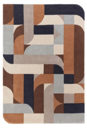 Terracotta Handmade Abstract Geometric Wool 12-14mm Thick Stain-Resistant Rug For Bedroom, & Dining Room-160Cm X 230Cm