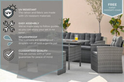 Furniturebox Marbella Rattan Garden Table & Chairs, 9 Seat Outdoor Corner Sofa Dining Set, Outdoor Garden Table & Chairs Set Grey - thumbnail 9