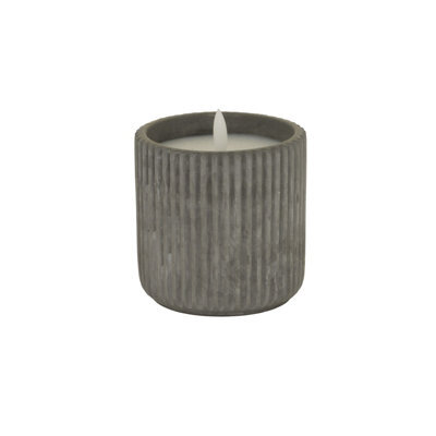 Luxe  Collection  Natural  Glow  Grey  Ribbed  Large    Led  Candle - image 1
