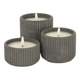 Luxe  Collection  Natural  Glow  Grey  Ribbed  Large    Led  Candle - thumbnail 2