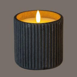 Luxe  Collection  Natural  Glow  Grey  Ribbed  Large    Led  Candle - thumbnail 3