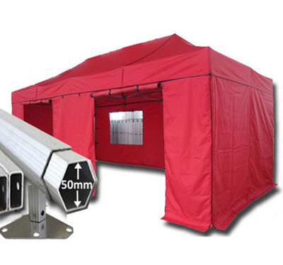 Crocodile Trading 3M X 6M Extreme 50 Commercial Instant Shelter Pop Up Gazebos Frame, Canopy & Sides - Red - image 1
