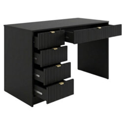 Desk Computer Workstation Tireno Black Molet Laminated Wood Mdf Grooved Drawer Fronts Modern Home Office Study Writing Table - thumbnail 3