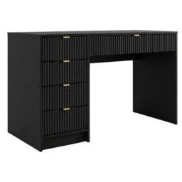 Desk Computer Workstation Tireno Black Molet Laminated Wood Mdf Grooved Drawer Fronts Modern Home Office Study Writing Table - thumbnail 2