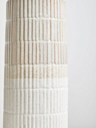 Orsina Modern Large Grey Textured Glass Vase, Ribbed Design Flower Vase For Contemporary Spaces, Modern Large Vase - thumbnail 5