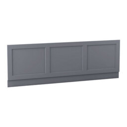 Rinse bathrooms Rinse Single Ended 1700X700mm Bath + Matte Grey Traditional Bath Mdf Front Panel + End Panel + Chrome Round Bath Screen - thumbnail 4