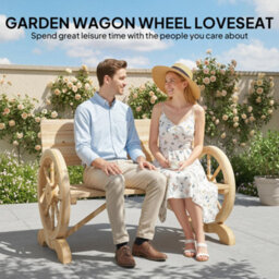 Outsunny Wooden Garden Bench Outdoor Loveseat With High Back, Natural Wood - thumbnail 6
