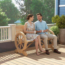 Outsunny Wooden Garden Bench Outdoor Loveseat With High Back, Natural Wood - thumbnail 8