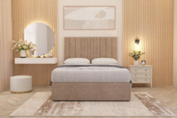 Somnior Beds Somnior Alexas Divan Bed Set With Midnight Pocket Sprung Mattress And Headboard Beige Plush - thumbnail 1