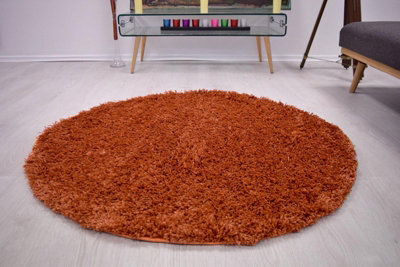 Bravich Terracotta Thick Shaggy Circle Rug - California - 150Cm - image 1