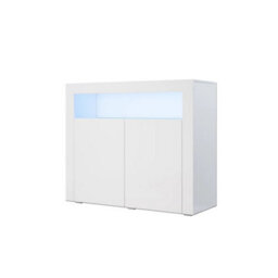 White 2 Door Display Cupboard Led Lights Sideboard High Gloss Storage Cabinet - thumbnail 1