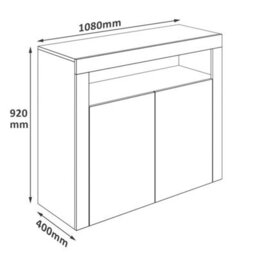 White 2 Door Display Cupboard Led Lights Sideboard High Gloss Storage Cabinet - thumbnail 2