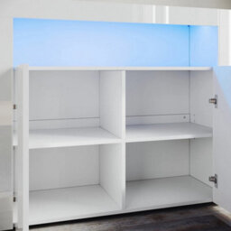 White 2 Door Display Cupboard Led Lights Sideboard High Gloss Storage Cabinet - thumbnail 4