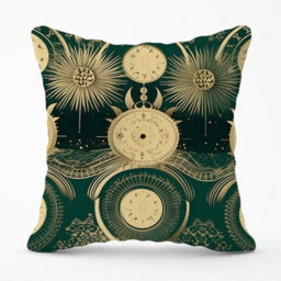 Warren Reed Designer Green Moon And Sun Abstract Pattern Cushions 60Cm X 60Cm - thumbnail 1