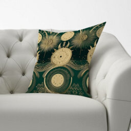 Warren Reed Designer Green Moon And Sun Abstract Pattern Cushions 60Cm X 60Cm - thumbnail 2