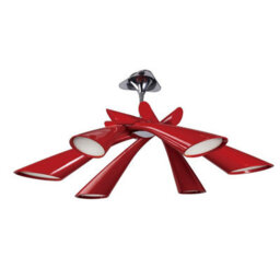 Luminosa Lighting Luminosa Pop Pendant/ceiling Convertible To Semi Flush 6 Light E27, Gloss Red/polished Chrome - thumbnail 9
